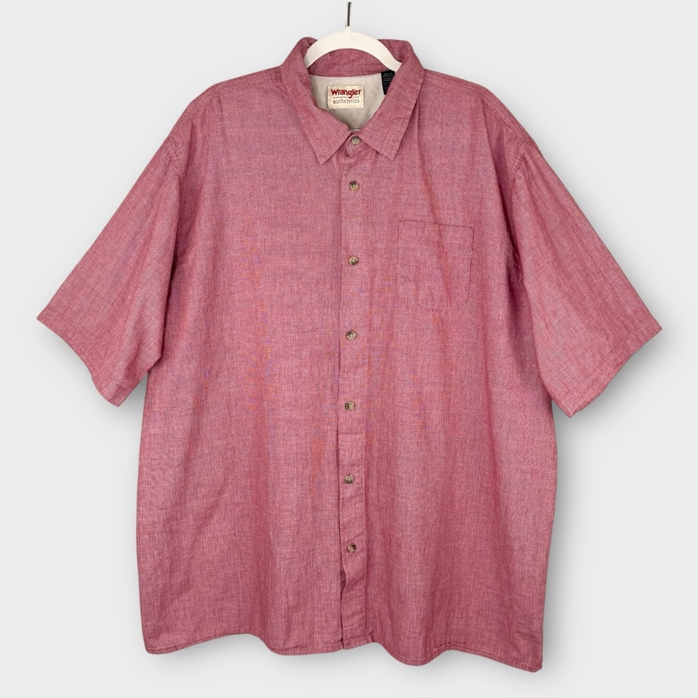 Wrangler Authentics Men's Red Short Sleeve Button Down Shirt 3XLT Casual Western
